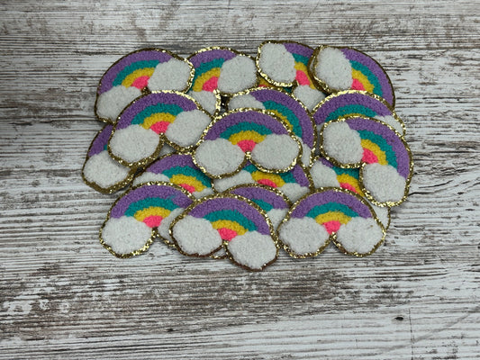 Purple & Teal w/ Gold Trim Rainbow - Iron on Patch