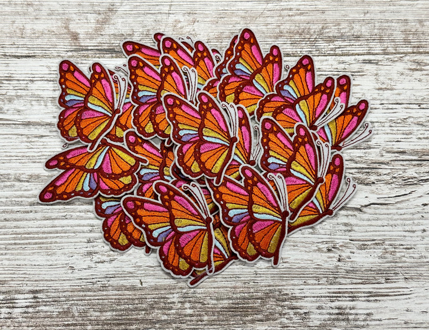 Orange Sideways Butterfly - Iron on Patch