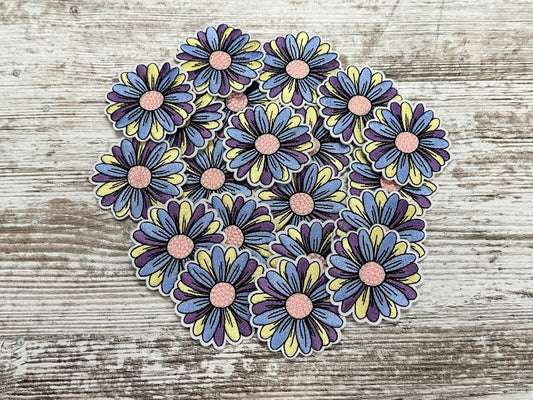 2.5" Ivory Purple & Blue Flower - Iron on Patch