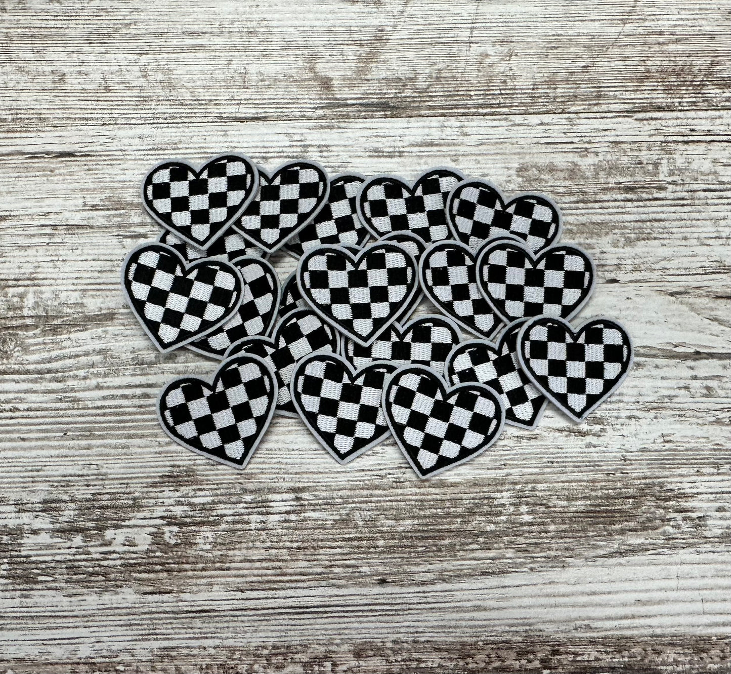 Checker Heart (Medium) Patch - Iron On Patch