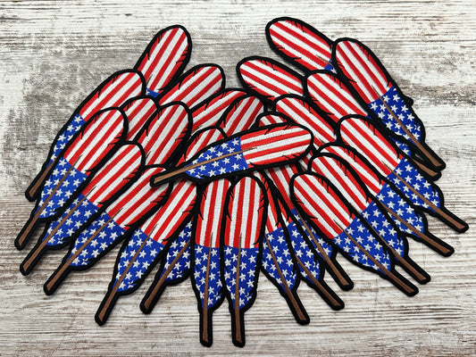 Stars & Stripes Printed Feather -Iron on patch